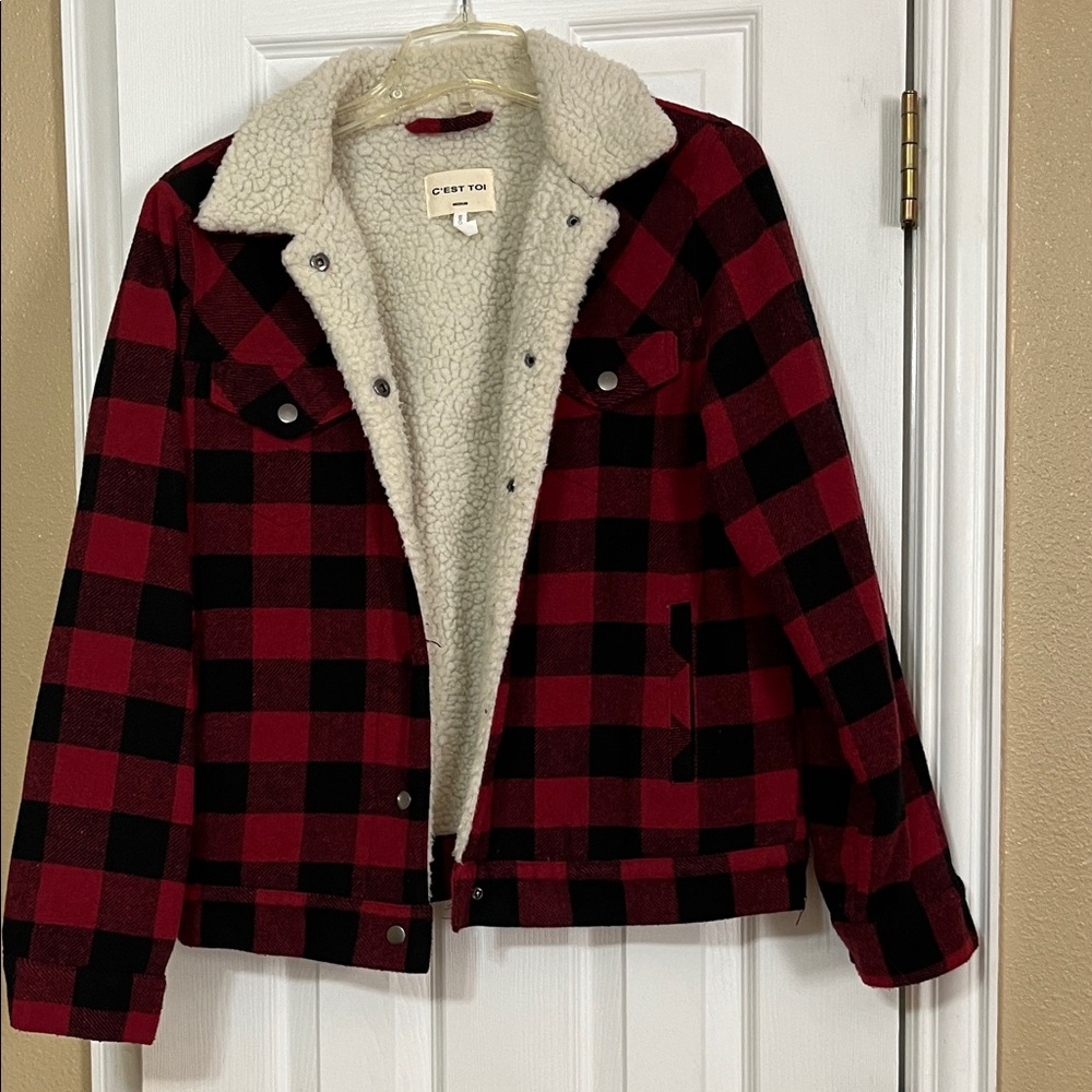Crest You Red and Black Plaid Bomber Jacket